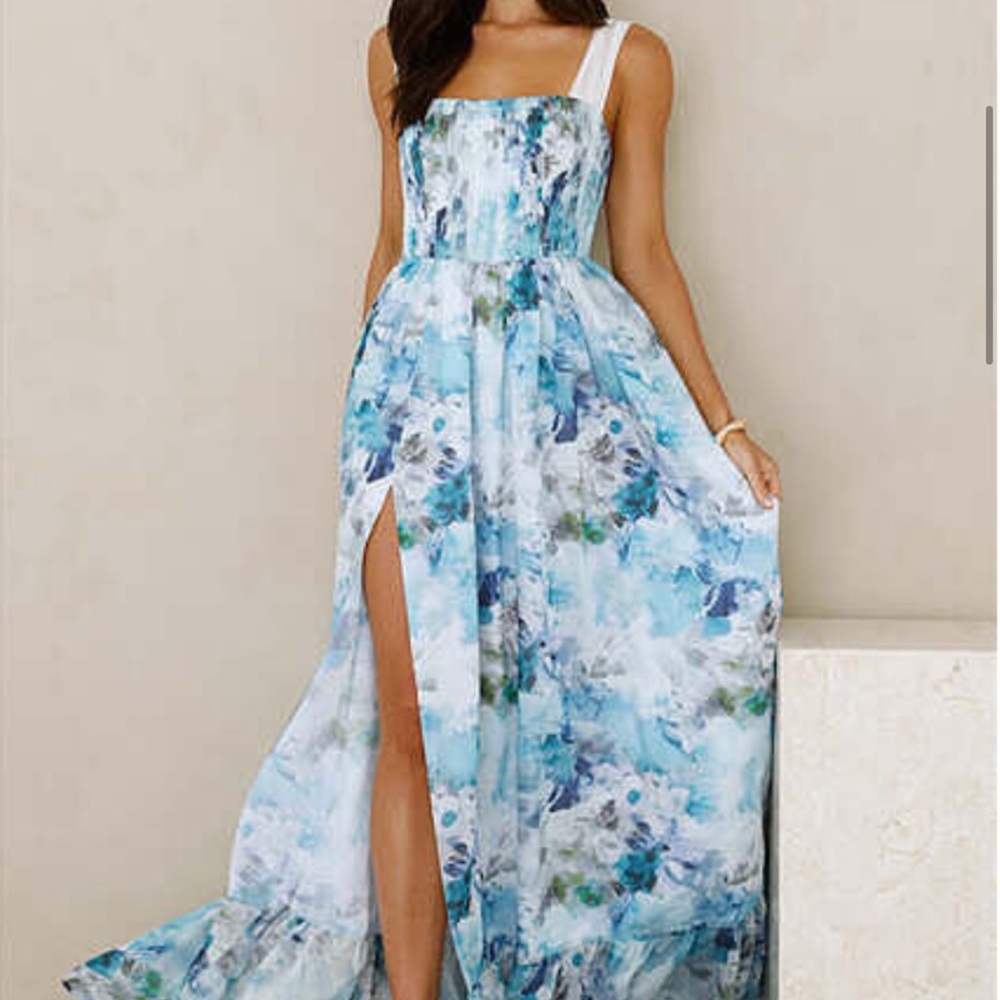 Hello Molly Blue and White Floral Maxi Dress